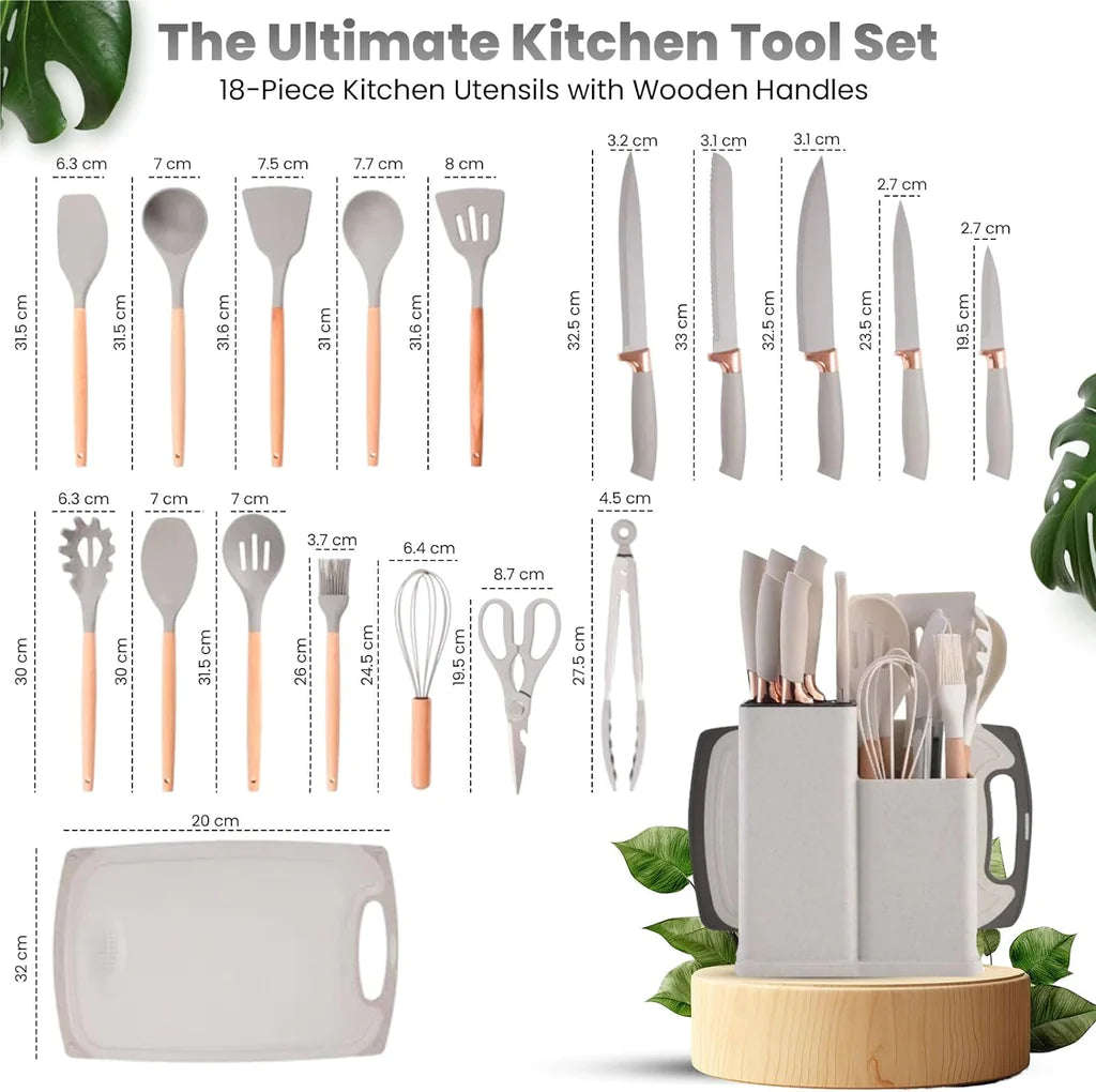 19PCS Kitchen Utensil Set Silicone Cooking Utensils Kit